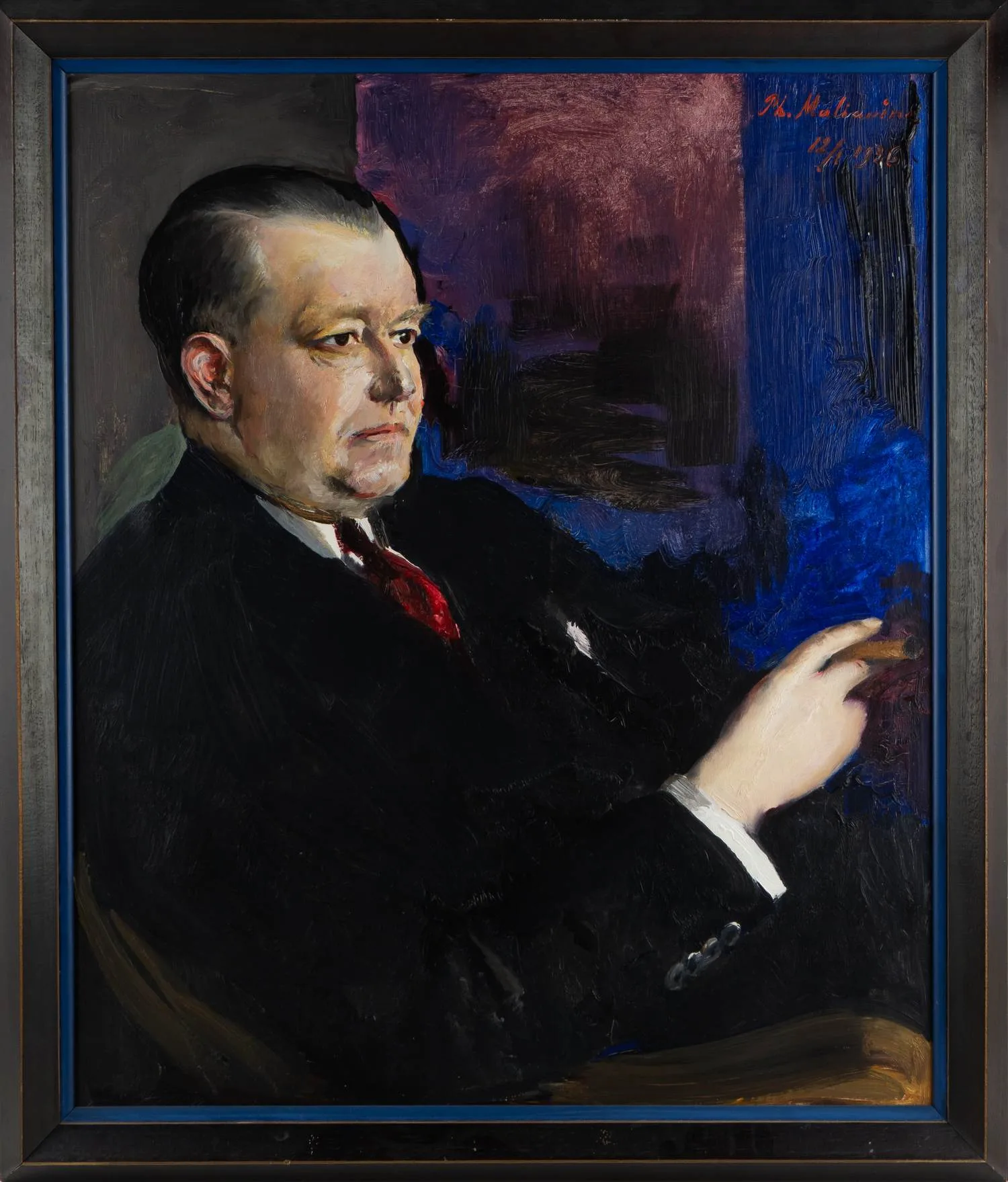 Филипп Малявин (по подписи). Портрет мужчины с сигарой. 1936. — фото 1