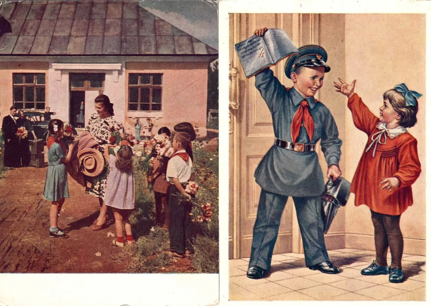 7 открыток «Школьники. Пионеры». СССР, 1930-е - 1950-е годы. — фото 2