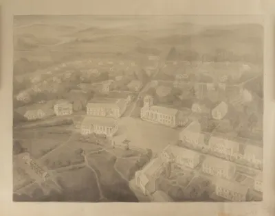 Цыпин Р. Эскиз застройки посёлка. Конец 1940-х годов.