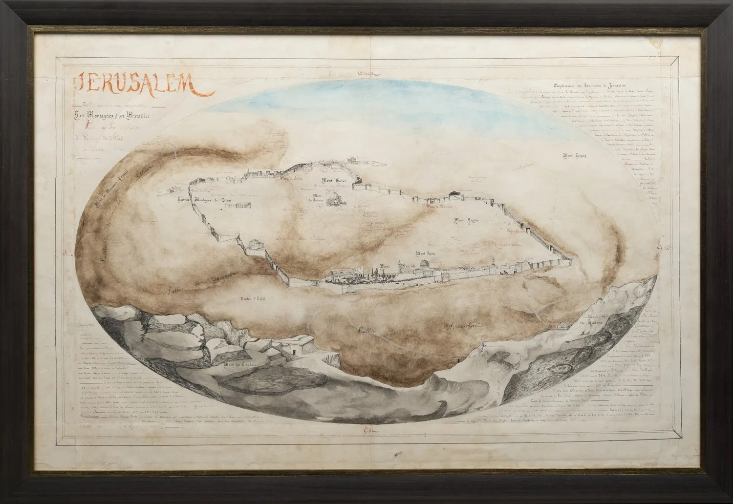 (Одно из первых изображений Русского подворя) План-панорама Иерусалима. 1860-е - 1870-е годы. — фото 1