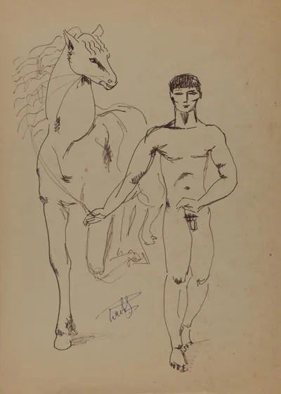 Рябов С. Юноша с конем. 1970-е годы.