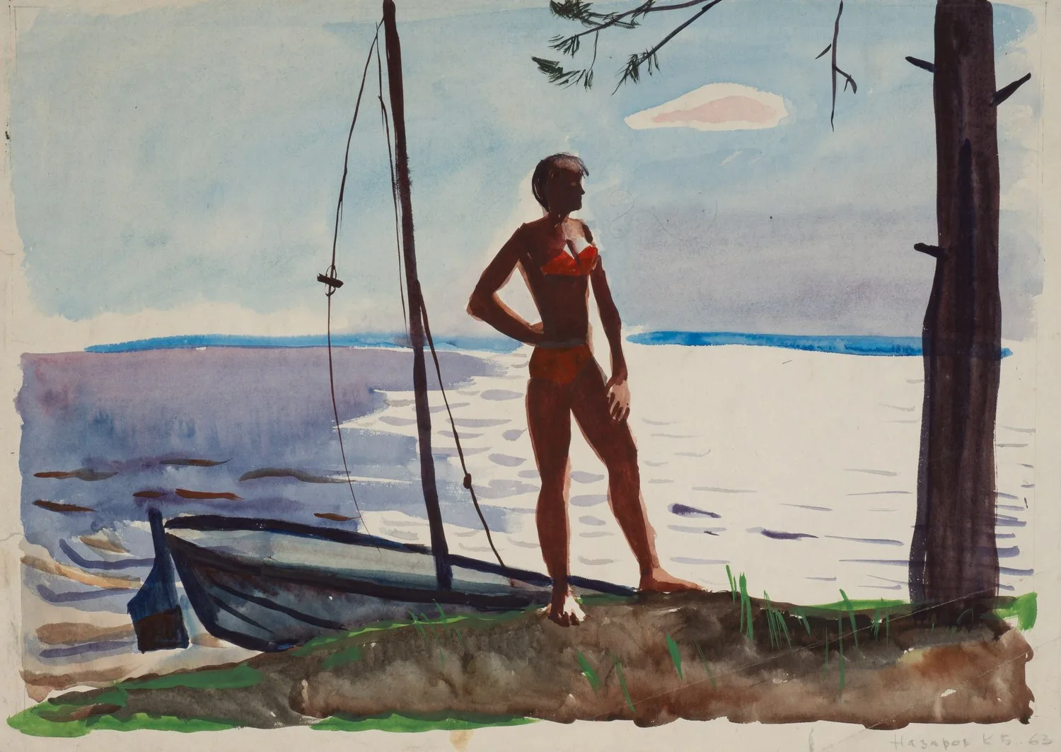 Назаров Константин Борисович. Девушка на берегу. 1963. — фото 1