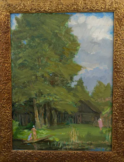 Павел Кузьмичев. "На берегу Мсты". Из серии "Академическая дача". 1971 г.