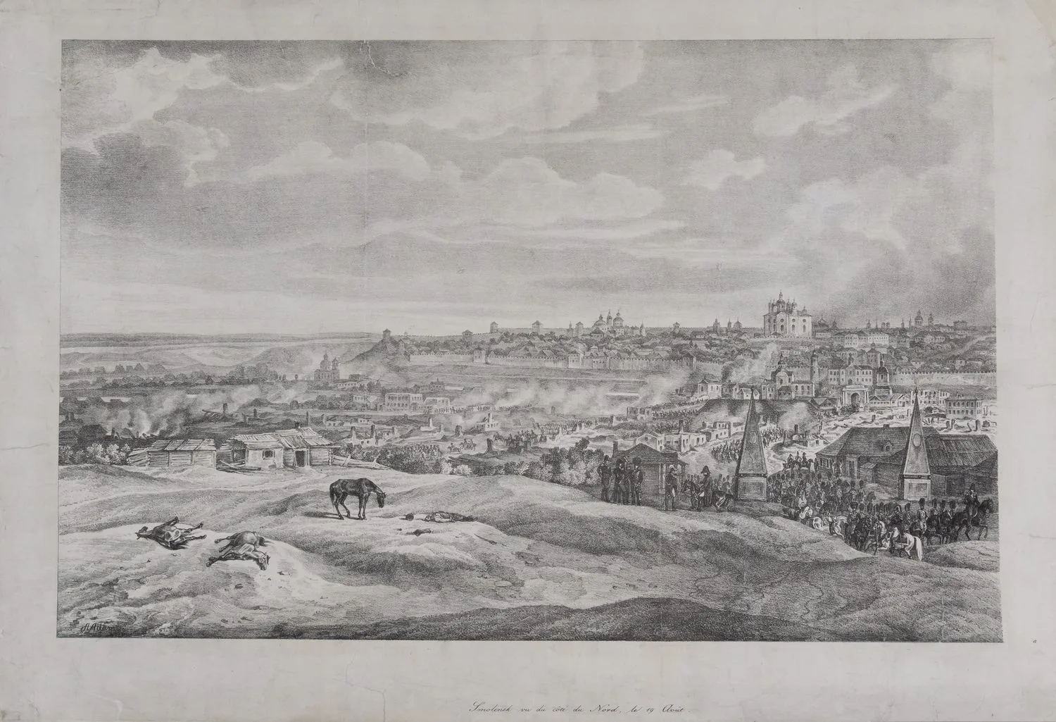 Адам Альбрехт. Смоленск c северной стороны, 19 августа.(«Smolensk vu du côté du Nord, le 19 août»). 1827-1833 годы. — фото 1