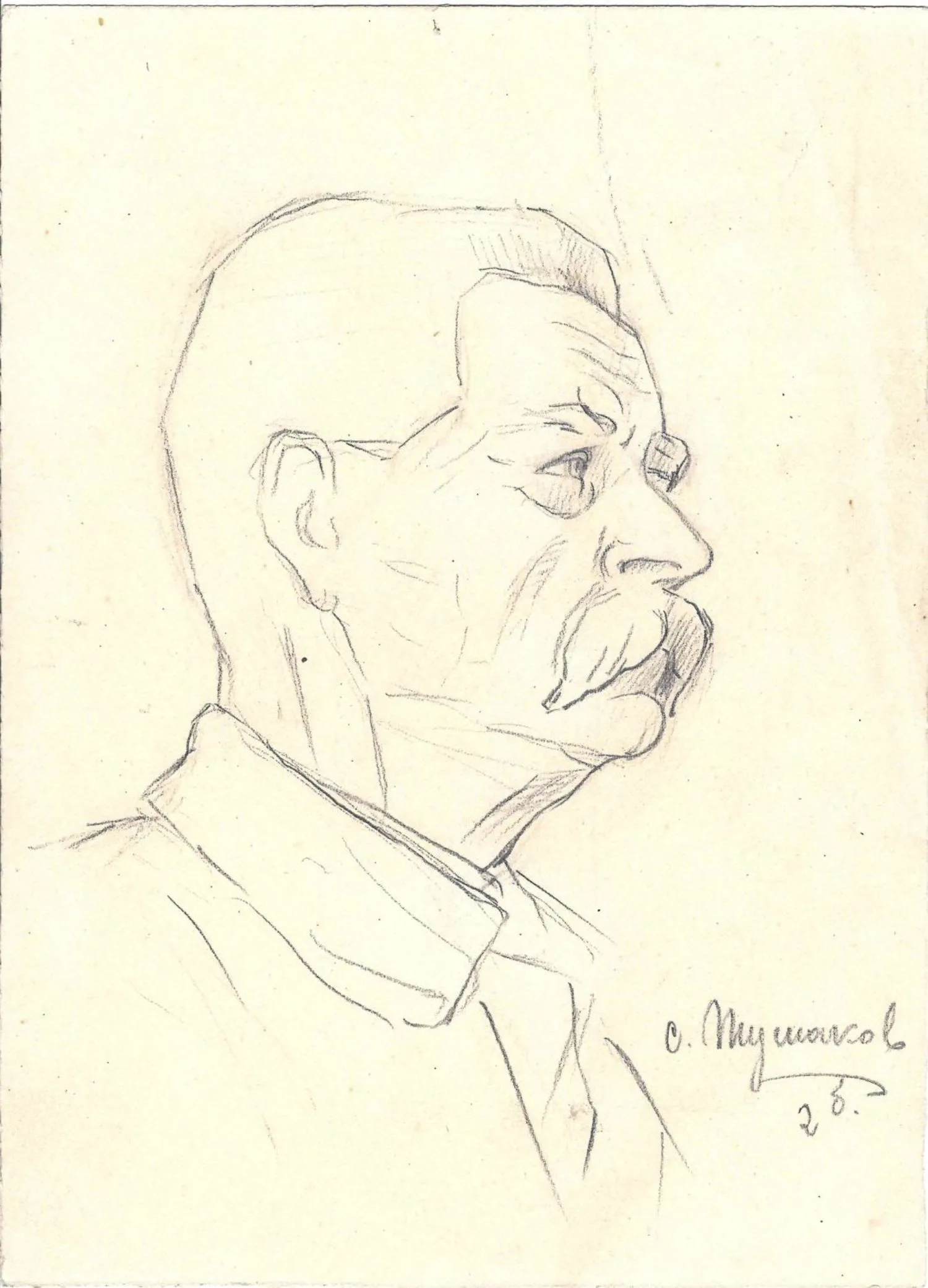 Тумаков Сергей Павлович. Два портрета. Автопортрет. Горький. 1940-е годы. — фото 2