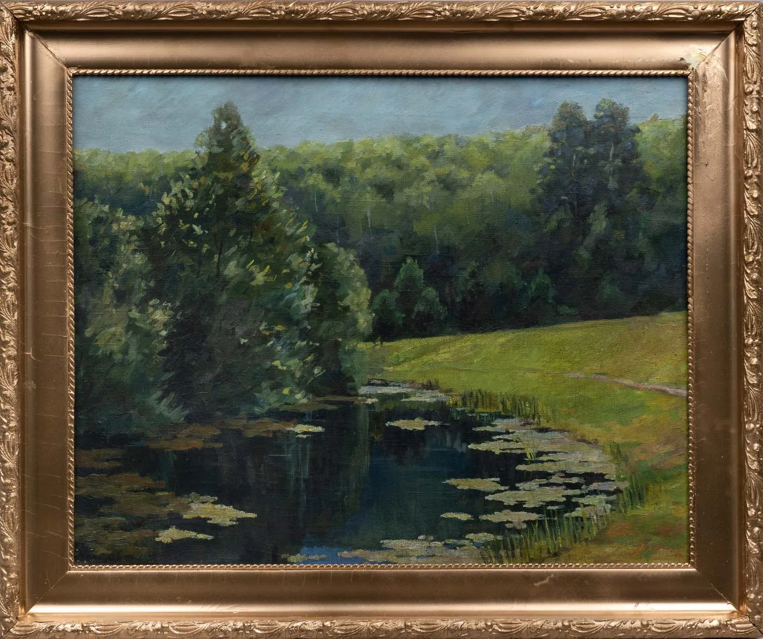 Неизвестный художник (Пчелкин по подписи). Заросший пруд. 1935. — фото 1