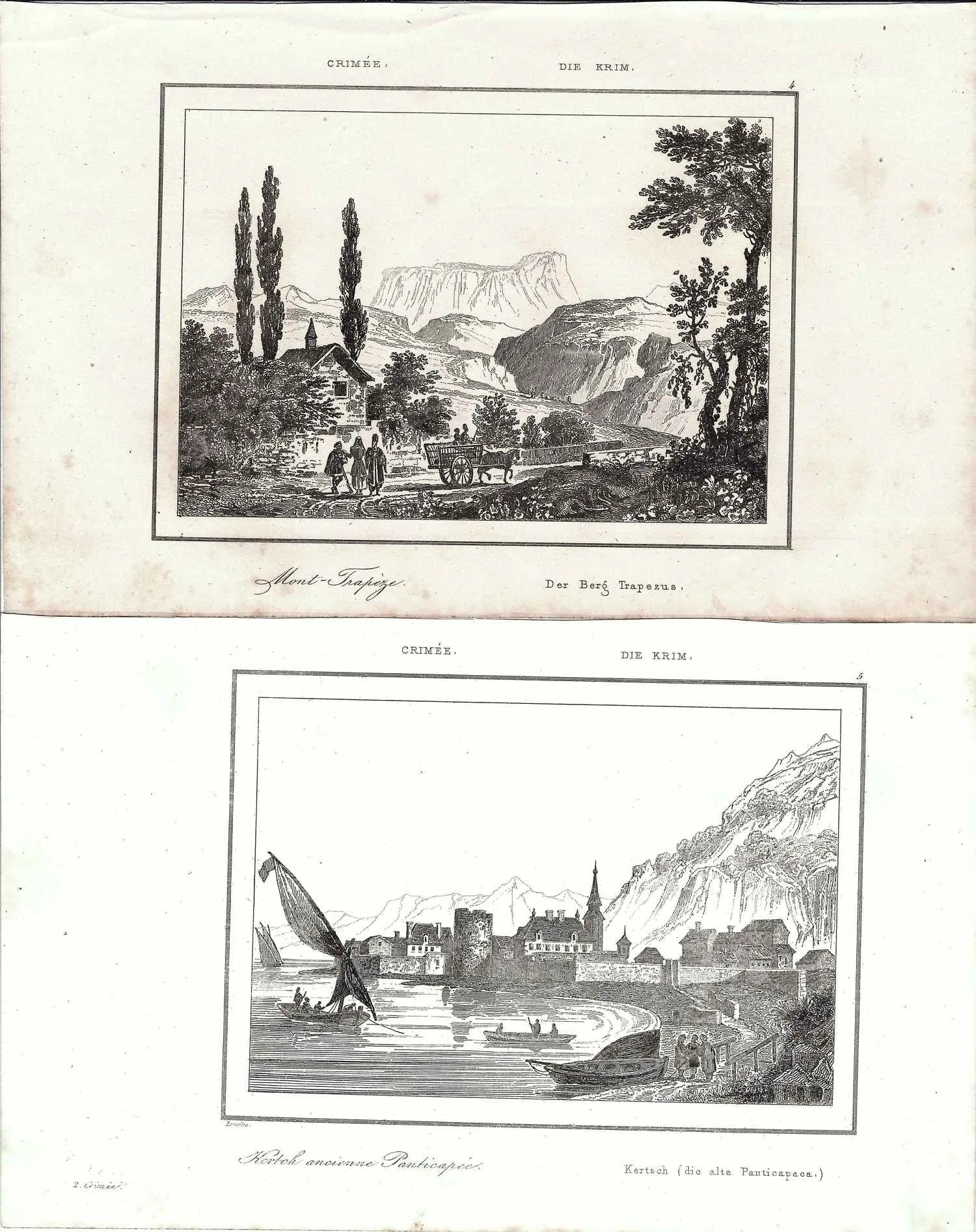 3 гравюры «Виды и типы Крыма». Франция, 1840. — фото 1