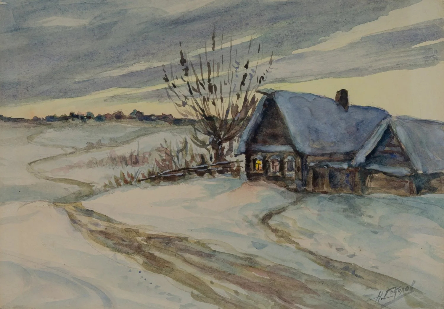 Соколов Николай Яковлевич. Пруд в березовой роще. 1950-е годы. — фото 1