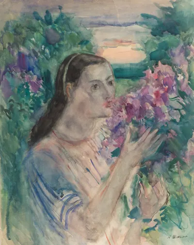 Штамм Николай Львович. Девушка с сиренью. 1961.