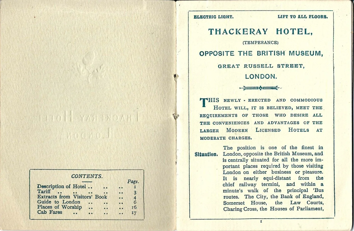 Рекламный буклет отеля «Теккерей» в Лондоне. 1920-е годы. — фото 2