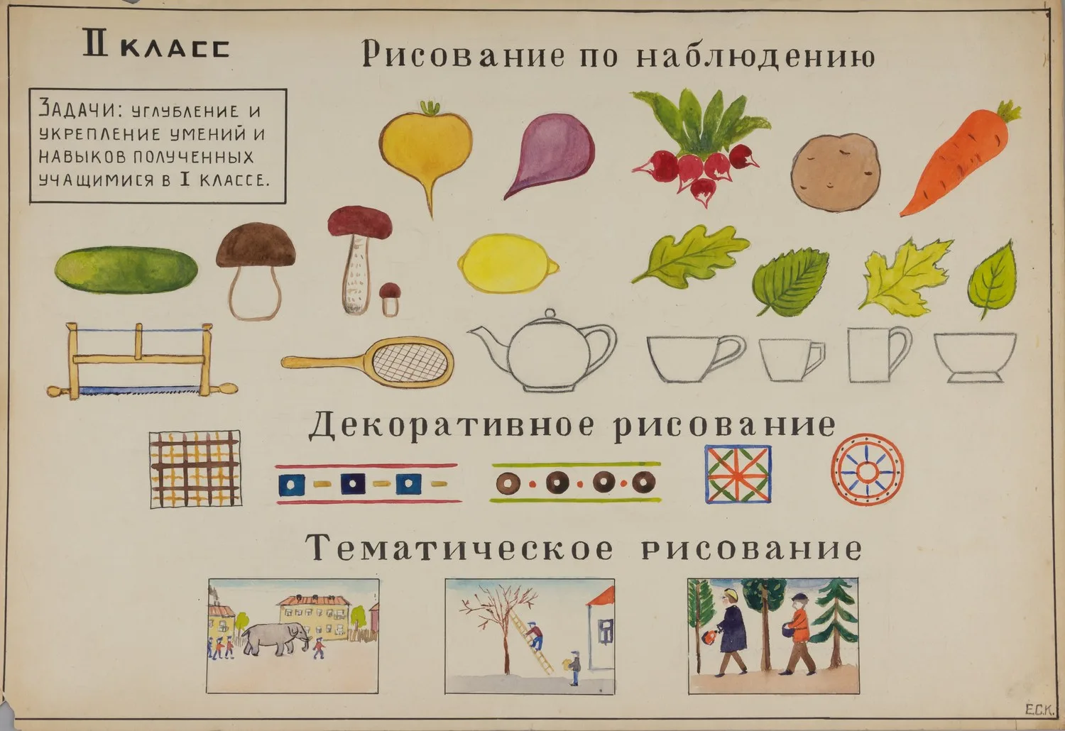 Кондахчан Ерванд Саакович. Макеты плакатов. Наглядные пособия, для учеников 1-4 классов. 1960-е годы. — фото 1