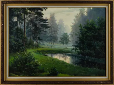 Неизвестный художник. (Р. Кукушкин по подписи). "Лесной пейзаж". 2002 г.