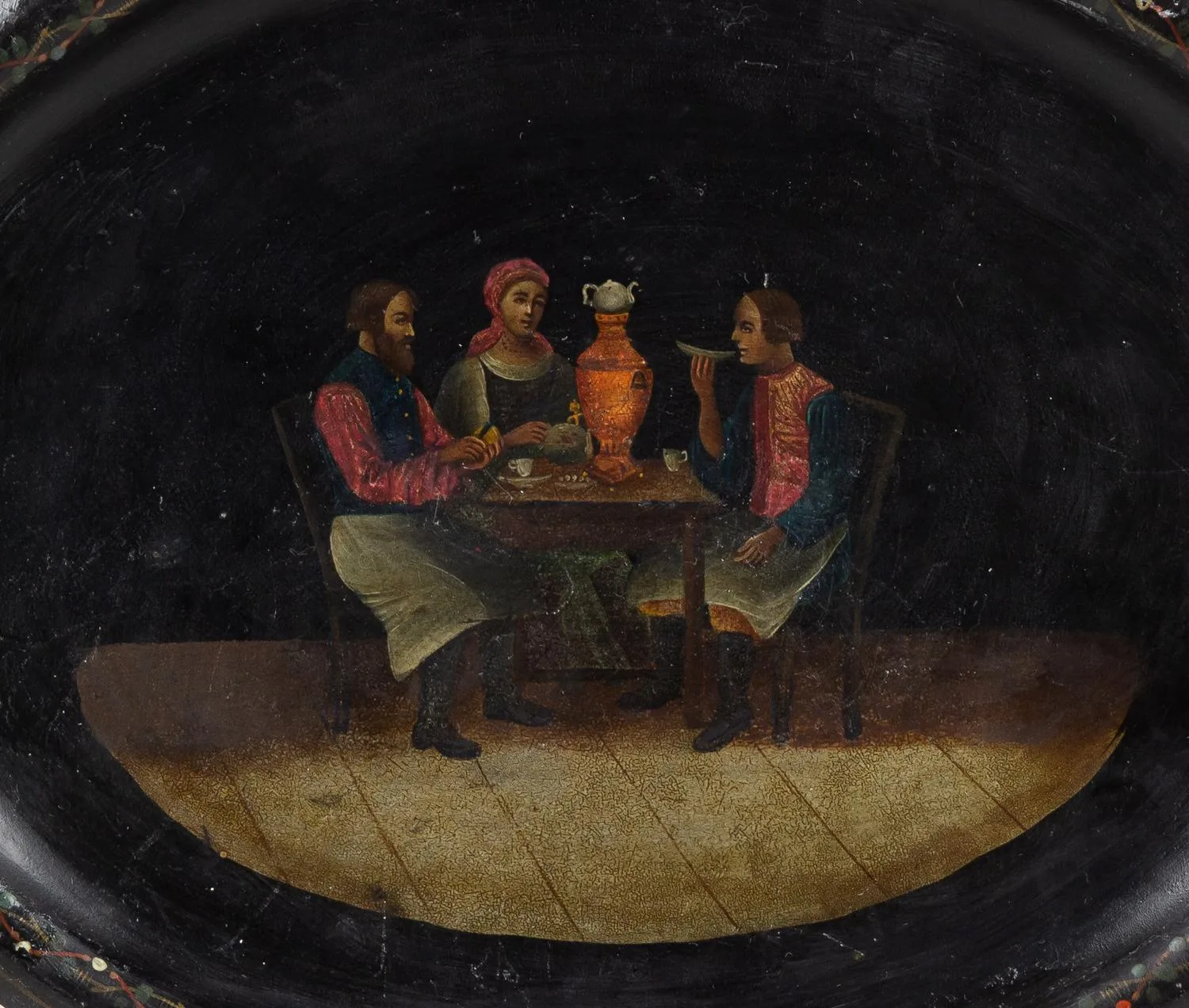 (Вишняков) Поднос «Чаепитие». Россия, мастерская В.О. Вишнякова, 1887-1896 годы. — фото 2