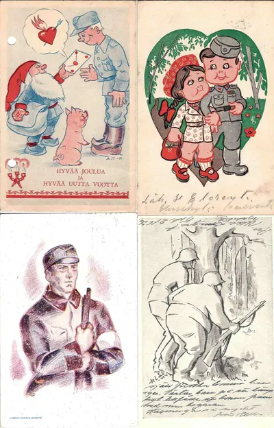 Финляндия. 22 художественные агитационные открытки. 1940-е годы.