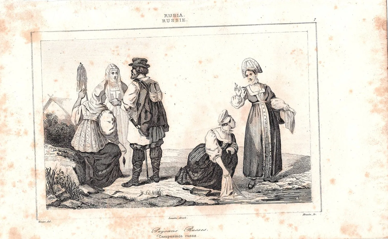 3 гравюры «Типы России». Франция, 1840. — фото 2