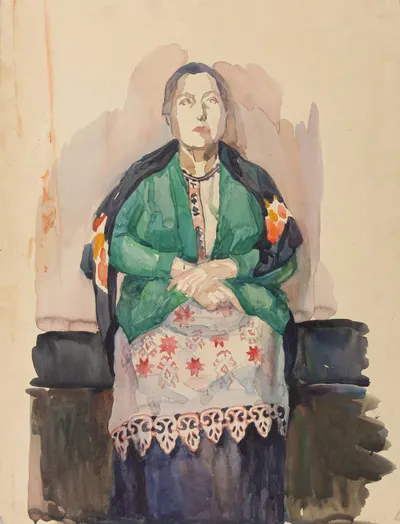 Попов Борис Никанорович (?). Сидящая женщина. 1960-е годы.