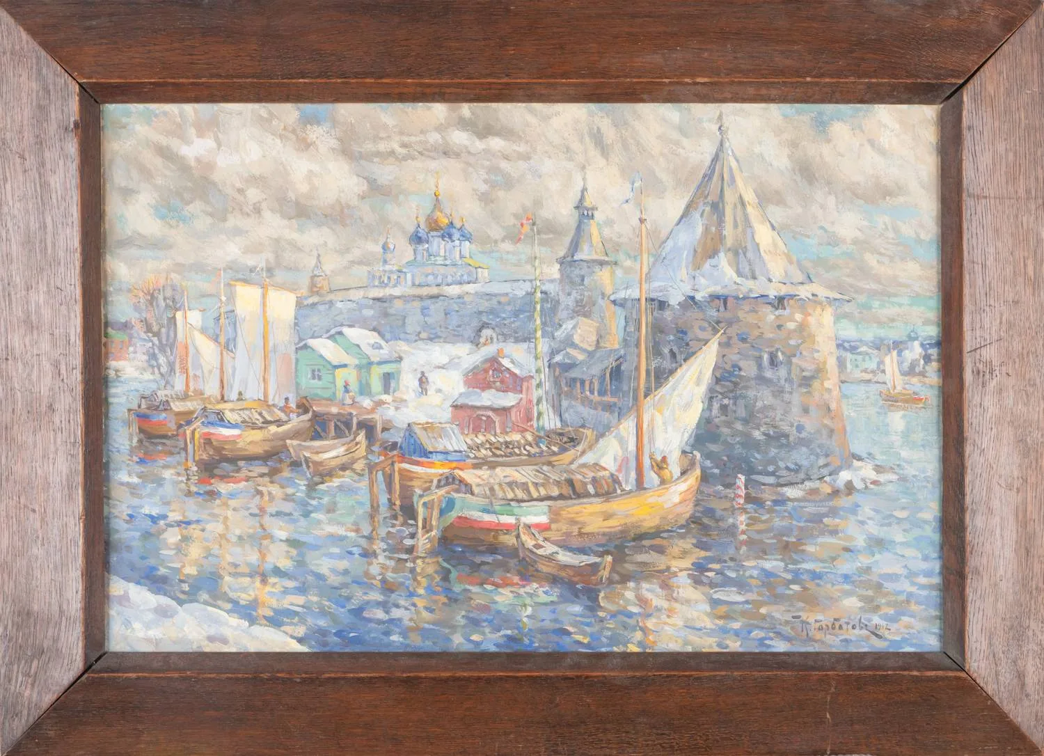 Горбатов Контантин (по подписи). Вид Пскова. 1912 — фото 1