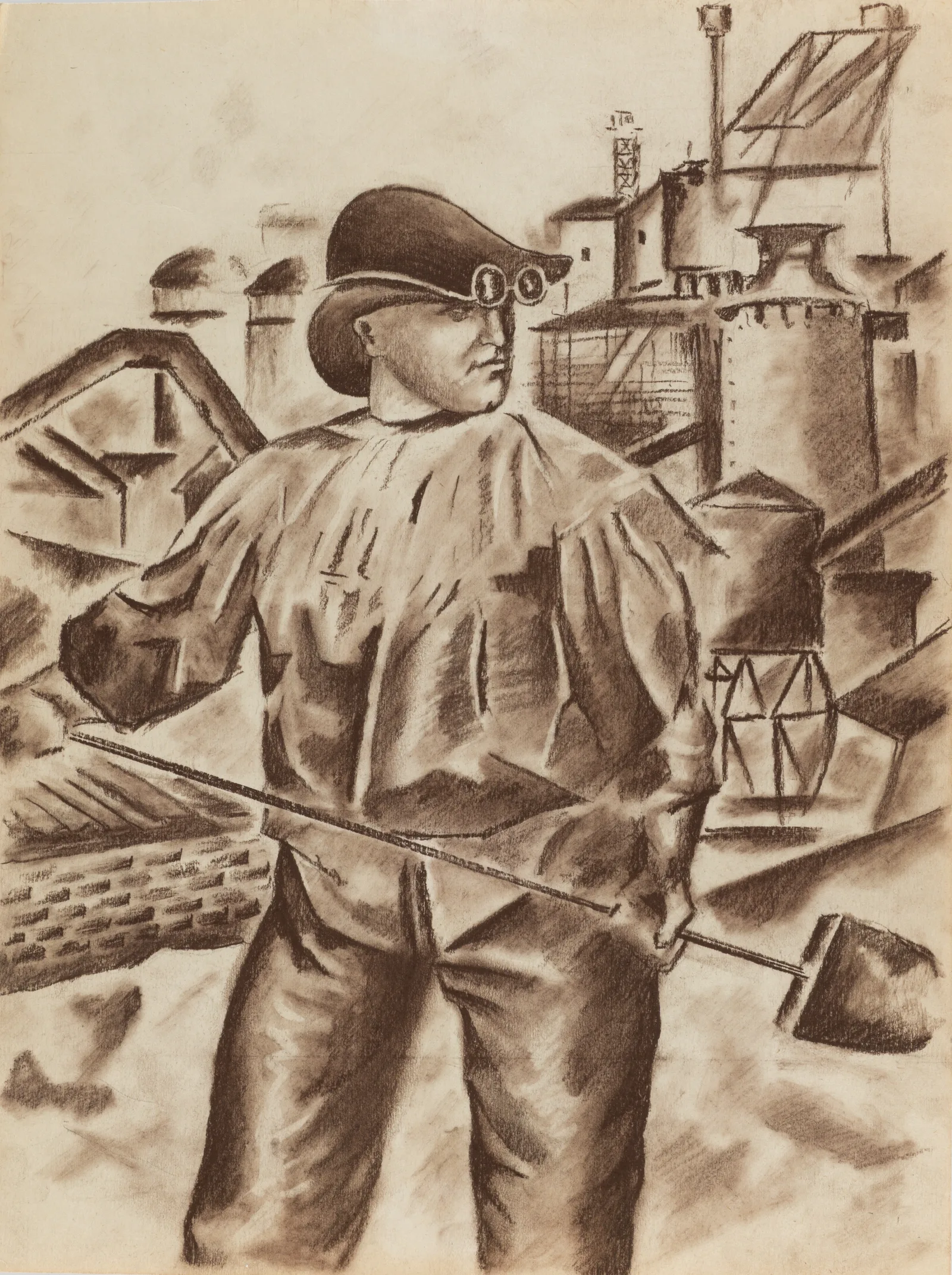 Павлов Семен Андреевич (?). Рабочий с лопатой. 1930-е. — фото 1