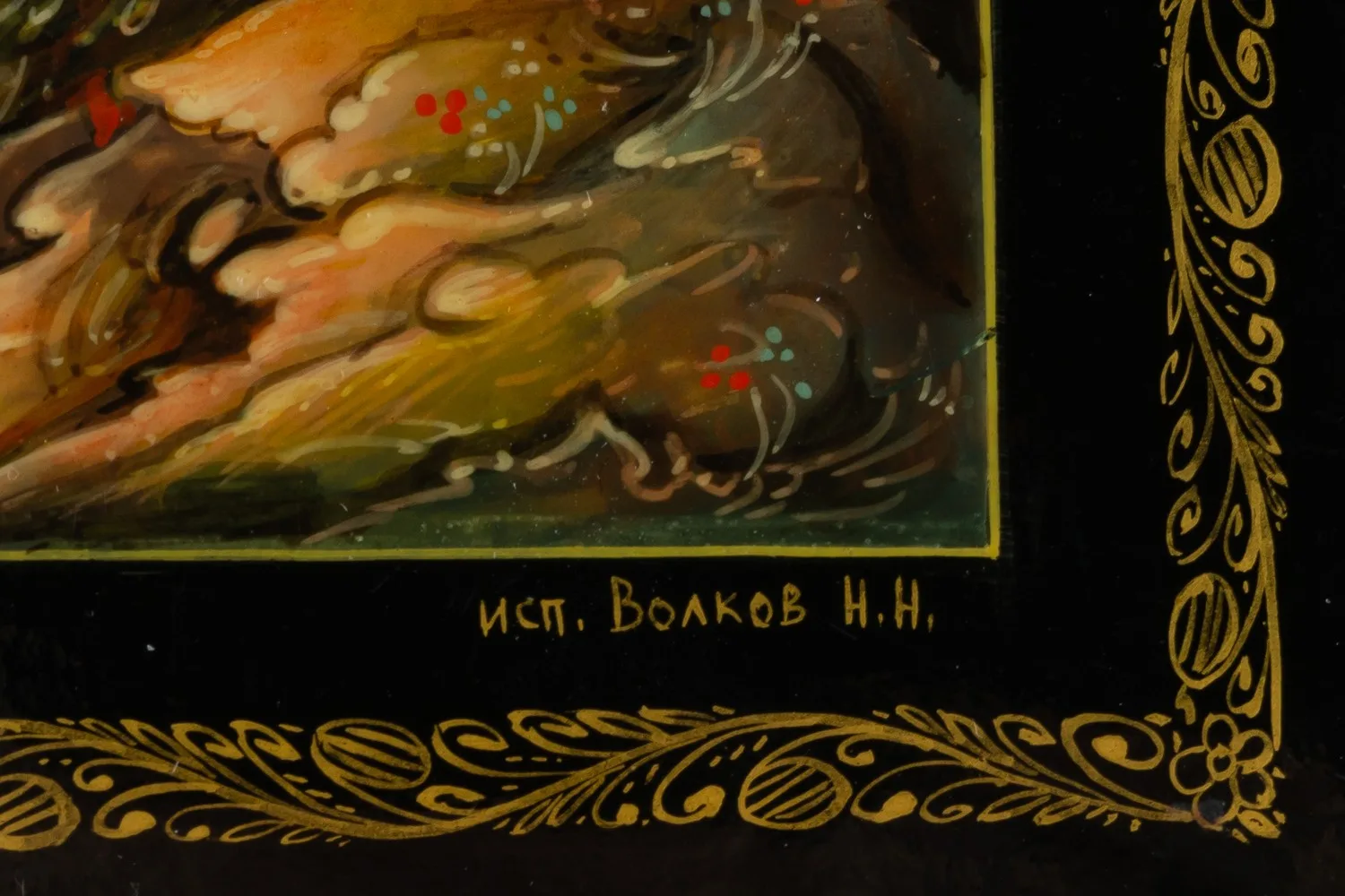 Шкатулка «Кумушки». СССР, Мстера, художник - Волков Н.Н., вторая половина XX века. — фото 5